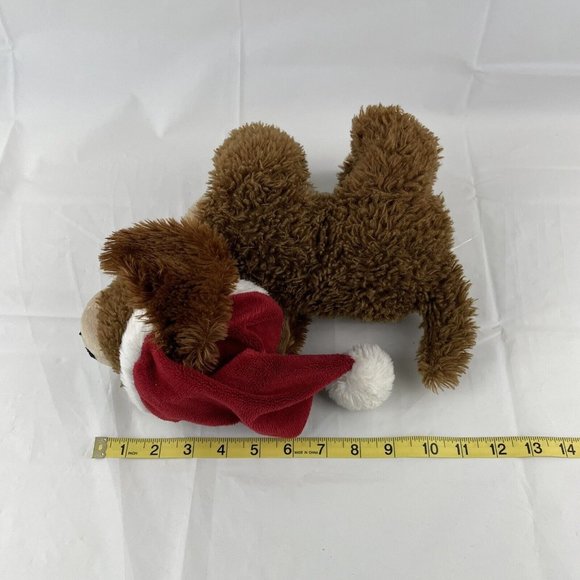Ganz Biscuit Dark Brown Puppy Dog 10" Plush Stuffed Animal Red Christmas Hat - Picture 5 of 6